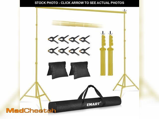 Lot 74-13697962 - EMART Backdrop Stand 10x10ft(WxH) Photo Studio Adjustable Background Stand Support kit with 2 Crossb...