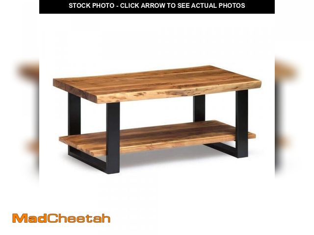 Lot 74-11953845 - Alphine 42 in. Natural/Black Rectangle Wood Top Coffee Table with Live Edge - UNUSED