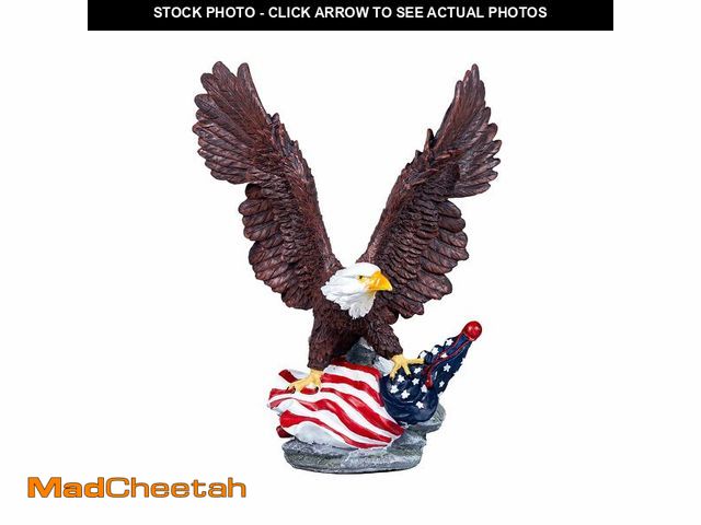 Lot 74-14264210 - AGKZNTQP American Eagle Patriotic Statue, Decorative Bald Eagle with US Flag, Resin Home Decor - UNU...