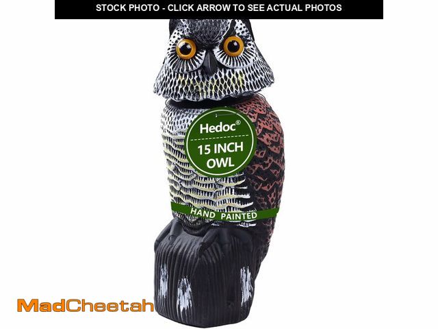 Lot 74-14148272 - Hedoc Fake Owl Decoys to Scare Birds Away, Rotating Head Sculptures, Nature Enemy Scarecrow Plastic ...