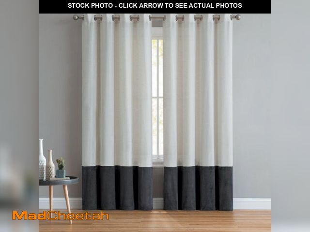 Lot 74-1686743 - Andover Mills Remy Light Filtering Single Grommet Curtain Panel Color: Black, Size per Panel: 108''x...