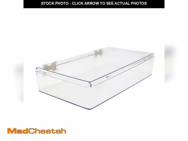 Lot 74-13946270 - 1 Clear Hard Plastic Box with Hinged Lid, 10 3/8" L x 6" W x 2" H, Plastic Display Case and Keepsake...