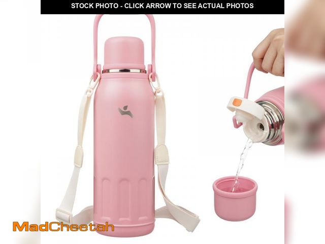 Lot 74-12116247 - Insulated Water Bottle with Handle and Strap,Vacuum Travel Tumbler with Cup Lid,Thermo Coffee Cup fo...