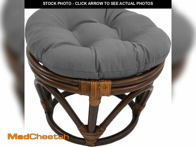 Lot 74-12759938 - Blazing Needles Solid Twill Round Footstool Cushion, 18", Steel Grey - UNUSED