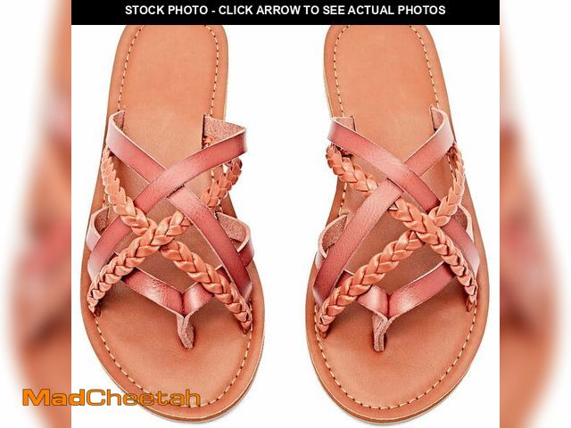 Lot 74-14351264 - Ataiwee Women's Flat Slide Sandals - Casual Comfort Braided Multiple Cross Pinstripe Flat Summer San...