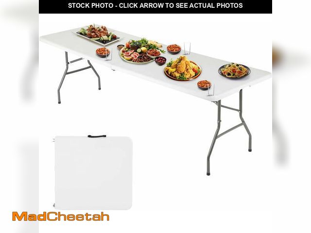 Lot 74-14087513 - FDW 6 Foot Folding Camping Table for Picnic Table Party Table, White - UNUSED