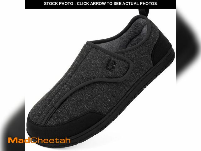 Lot 74-12604974 - LongBay Men's Wide Slippers Adjustable Diabetic House Shoes Comfy Swollen Edema Slippers Indoor Outd...