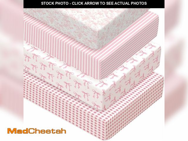 Lot 74-12330444 - Peryiter 4 Pack Crib Sheets Girl Soft Baby Bed Sheet Set 52'' x 28" Nursery Crib Sheets for Standard...