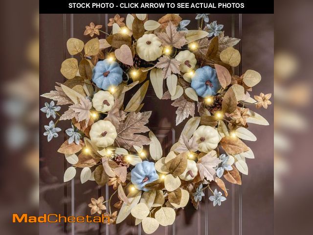 Lot 74-12386725 - Valery Madelyn 22"-24" Collapsible Fall Pumkin Wreath for Front Door, Halloween Harvest Autumn Wreat...