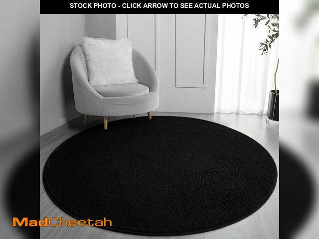 Lot 74-14475731 - FlyDOIT Round Area Rugs for Bedroom Living Room, 5x5 Black Super Soft Comfy Thickened Memory-Foam In...