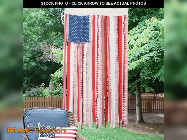 Lot 74-14143884 - 4th of July Decorations - Vintage American Flag 4 x 2.3 Ft Rustic Rag Ribbon Flag Banner - Patriotic...