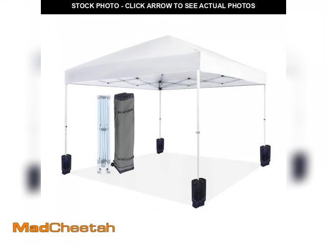 Lot 74-12522089 - Basics Outdoor Pop Up 10 x 10 Canopy Tent for Events, Portable with Easy Setup, One-Push, Includes W...