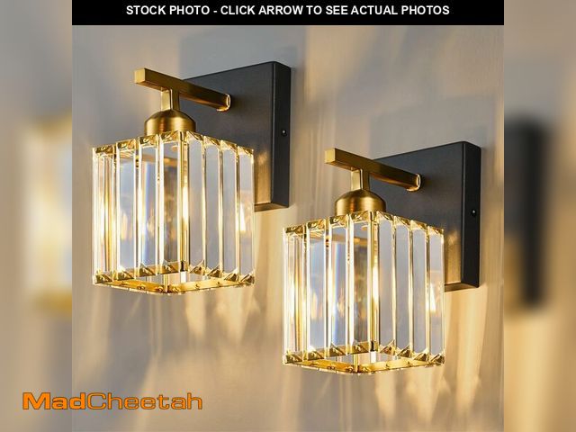 Lot 74-12711774 - FDPBY Modern Wall Sconce Set of Two Indoor Wall Lamp Black Gold Wall Sconces Crystal Wall Light Bath...