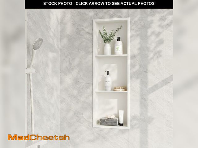 Lot 74-13753603 - Neodrain 12X36 Inch Shower Niche, White 3-Tier Stainless Cubby NO Tile Needed Recessed Niche Shower ...