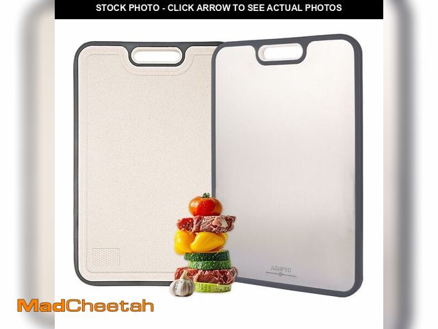 Lot 74-12978706 - Titanium Cutting Boards for Kitchen - Double Sided with Juice Groove &amp; Non-Slip Feet, Food Grade...