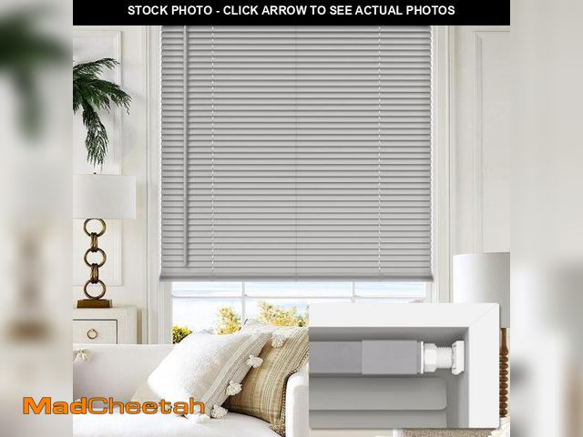 Lot 74-12480581 - LazBlinds Cordless No Tools-No Drill 1" Vinyl Horizontal Mini Blinds, Light Filtering Blinds for Win...