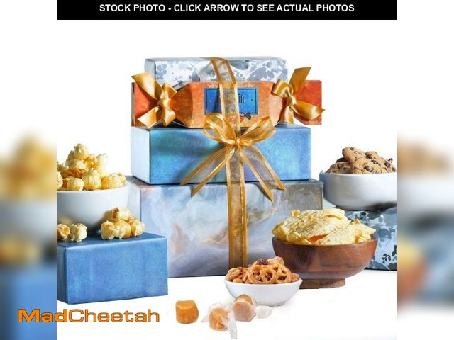 Lot 74-12369631 - Broadway Basketeers Food Gift Basket Tower Snack Gifts for Women, Men, Families, College, Delivery f...