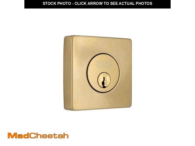 Lot 74-14308169 - Home Decorators Collection Square Brushed Gold Single Cylinder Deadbolt Featuring Dual Keyway - UNUS...