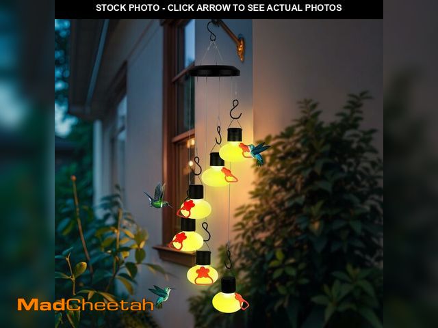 Lot 74-13625613 - Headak Life Charming Wind Chimes Hummingbird Feeders for Outdoors,Solar Hummingbird Feeder Glass Mad...