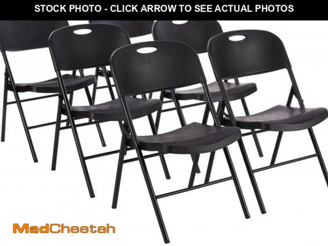 Lot 74-12164374 - Basics Sturdy Foldable Plastic Chair, Portable, 350-Pound Capacity, Black, 6-Pack - UNUSED