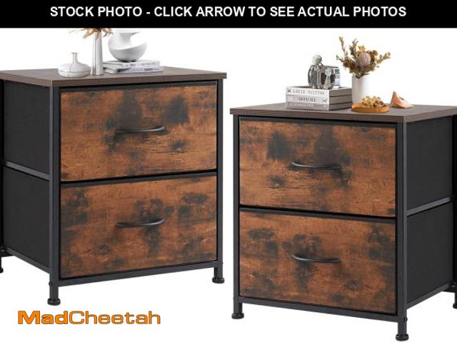 Lot 74-12396591 - DUMOS Nightstand Small Dresser with 2 Fabric Drawers Side Tables Bedroom End Table Kids Bedside Stor...