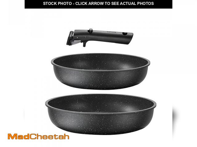Lot 74-12048229 - CAROTE 3pcs Pots and Pans Set Non Stick, Cookware Sets, Kitchen Set, Oven/Dishwasher/Fridge Safe, Sp...