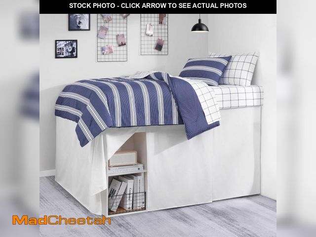 Lot 74-12118675 - Nautica Skirt 42-inch Drop Cotton Bedding, Casual Home Decor, Dorm Room Essentials, Twin XL, White -...