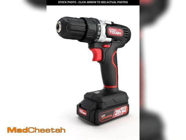 Lot 74-12533554 - Hyper Tough 20V Max Lithium-Ion Cordless Drill, Variable Speed with 1.5Ah Lithium-Ion Battery &amp; ...