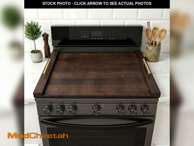 Lot 74-14436425 - Kikcoin 30 x 20 Extra Large Cutting Board, Acacia Wood Stove Top Cover Board with Handle, Heavy Duty...