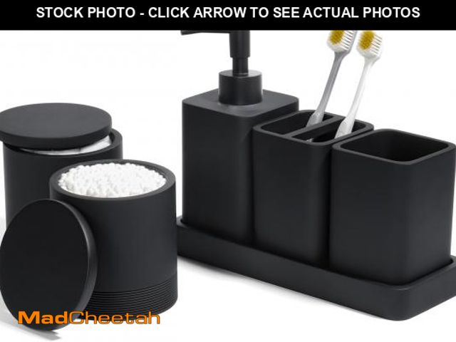 Lot 74-12123522 - YMXYJM Bathroom Accessories Set, 6 Piece Bathroom Set with Toothbrush Holders, Soap Dispenser, Vanit...