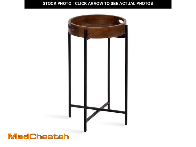 Lot 74-14245993 - Kate and Laurel Smita 13.75 in. Walnut Brown Round Solid Wood End Table - UNUSED