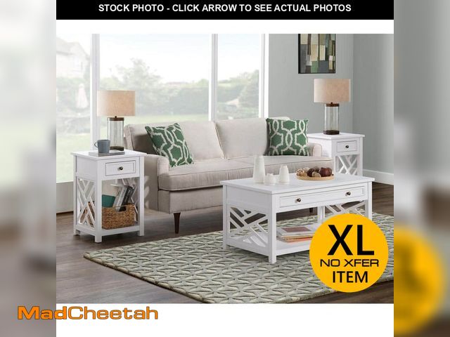 Lot 74-12655491 - Alaterre Furniture Coventry 3-Piece 36 in. White Medium Rectangle Wood Coffee Table Set with Drawer ...