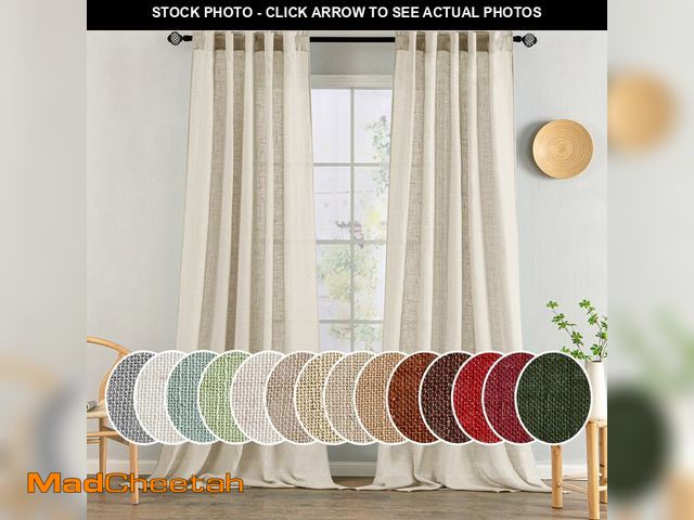 Lot 74-14270111 - MIULEE Beige Linen Curtains 108 Inches Long 2 Panels for Bedroom Living Room, Soft Linen Textured Wi...