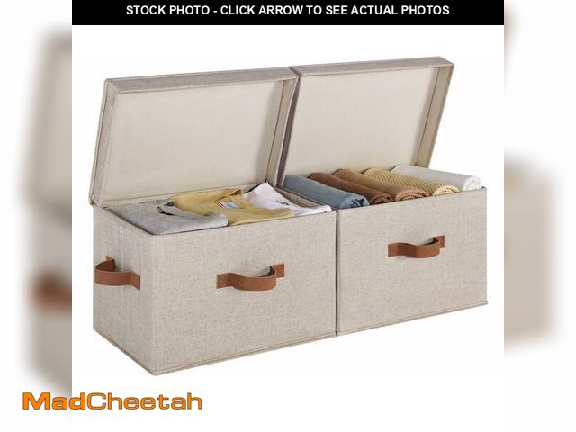 Lot 74-12706079 - StorageWorks Fabric Storage Bins with Lid, Decorative Storage Boxes for Shelves, Stackable Closet Or...