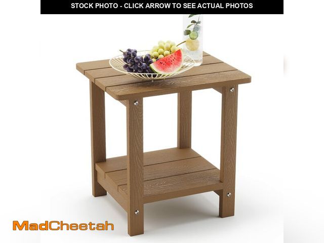 Lot 74-14210971 - LUE BONA Adirondack Outdoor Side Table, 2-Tier Brown HDPS Patio End Table Weather Resistant, Morden ...