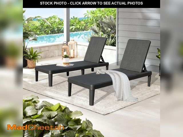 Lot 74-14439605 - domi outdoor living Outdoor Chaise Lounge Chairs Set of 2 with Adjustable Backrest, Gray - UNUSED