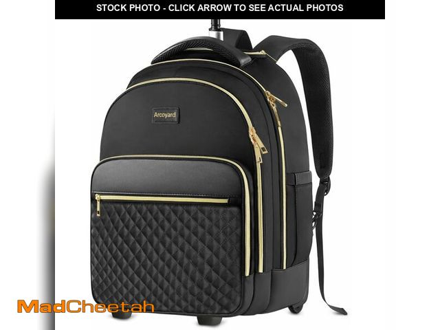 Lot 74-13844343 - Arcoyard Rolling Backpack for Women, 15 inch Lightweight Wheeled Roller Laptop Backpack for Adults, ...
