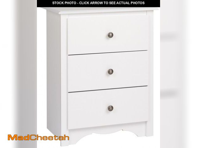 Lot 74-12540155 - Prepac Sonoma Traditional Tall Nightstand Side Table with 3 Drawers, Functional Tall 3-Drawer Bedsid...