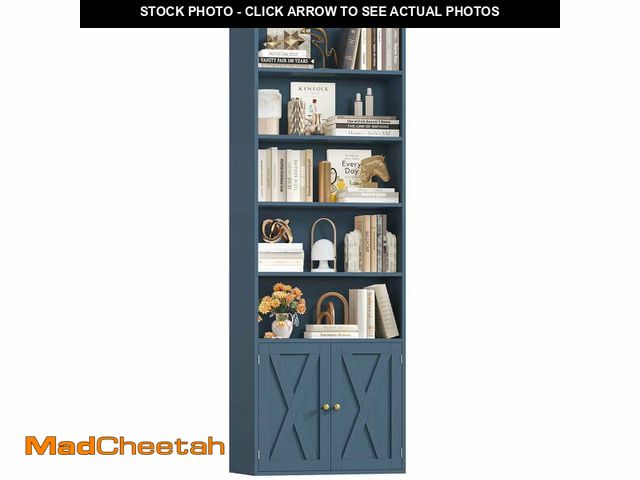 Lot 74-12766565 - Hiphuta 81.5" Tall Bookcase with Doors, 5-Tier Bookshelves with Storage, 23.6"W Display Shelf with 2...