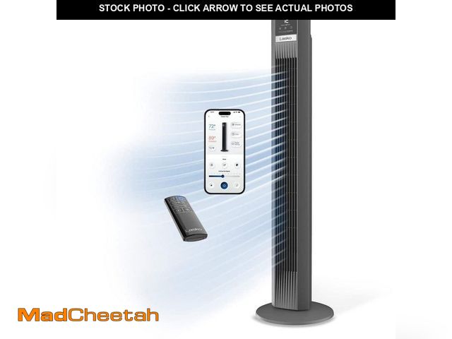 Lot 74-12731462 - *MISSING STAND/REMOTE BACK* Lasko Xtra Air 48 in. 12-Speed Smart Tower Fan in Gray w/ DC Motor, Work...