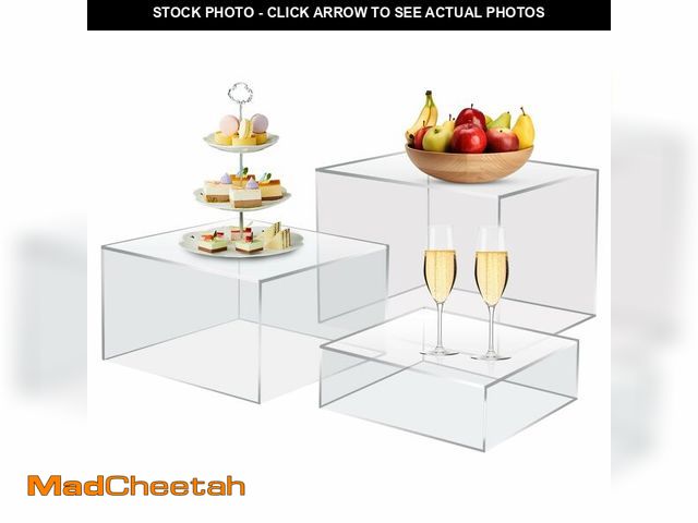 Lot 74-14265362 - Bouiexye 3Pcs Clear Buffet Risers Acrylic Boxes Display Food Risers for Buffet Table Platter Parties...