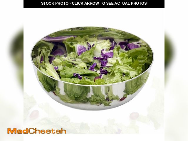 Lot 74-13720340 - TDYBASE 112oz Large Stainless Steel Salad Bowl,Heavy Duty Metal Fruit Popcorn Serving Mixing Bowl 3....