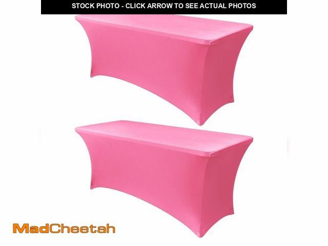 Lot 74-12606078 - Obstal 6ft Stretch Spandex Table Cover for Standard Folding Tables - Universal Rectangular Fitted Ta...