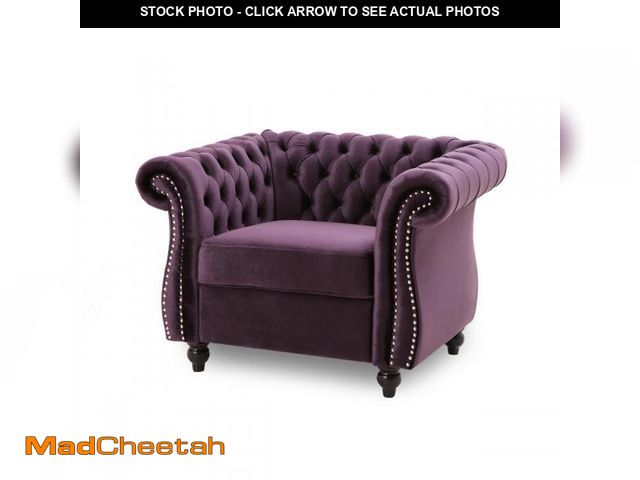 Lot 74-12537519 - *SEE DETAILS* Great Deal Furniture Leila Chesterfield Velvet Club Chair, BlackBerry *SEE DETAILS*  -...