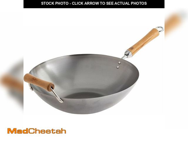 Lot 74-13041461 - JOYCE CHEN Classic Series 14-Inch Carbon Steel Wok with Birch Handles - UNUSED