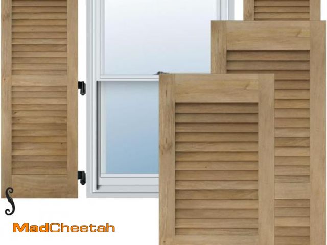 Lot 74-12398762 - 12"W x 55"H Americraft Two Equal Louver Exterior Real Wood Shutters (Per Pair), Unfinished - UNUSED