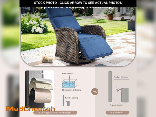 Lot 74-14280308 - (ONLY ONE CHAIR) Rotavia Reclining Wicker Outdoor 360ÃâÃÂ° Swivel Recliner, Adjustable Backrest ...