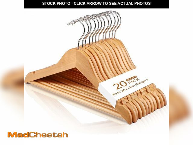 Lot 74-10823125 - Cozymood Childrens Wooden Hangers Kids Hangers, 20 Pack Baby Hangers Nursery Wood Hangers, 360ÃÂ° S...