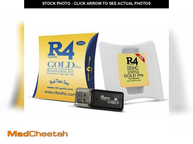 Lot 74-13946567 - 2025 R4 SDHC Gold Pro Card Dual Core Revolution Cartridge + USB Adapter &amp; 16GB MicroSD TF Card K...
