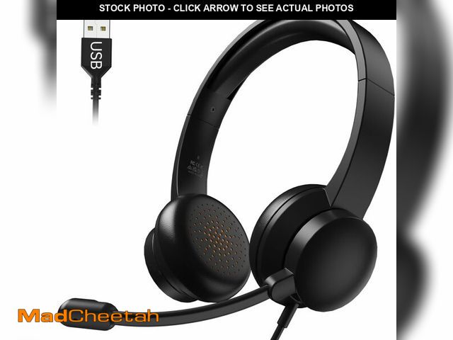 Lot 74-12879159 - Masajoy USB Headset with Microphone for PC, Wired Headphones with Mic USB Headsets with Noise Cancel...